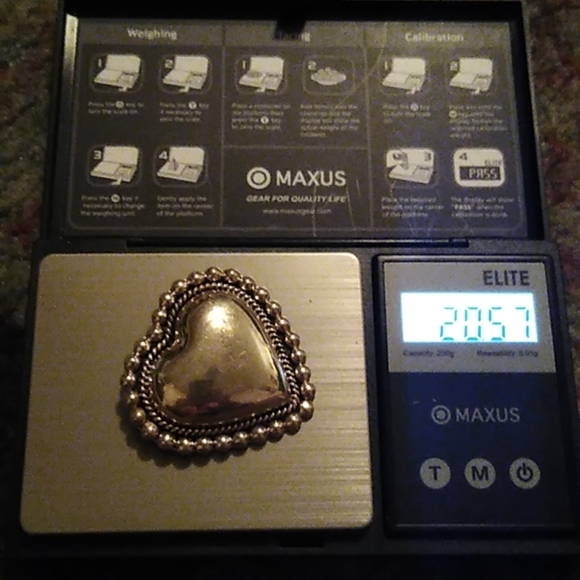 Sterling Silver Puffy Heart Brooch Pin 925 Beaded edge Mexico - Picture 8 of 8